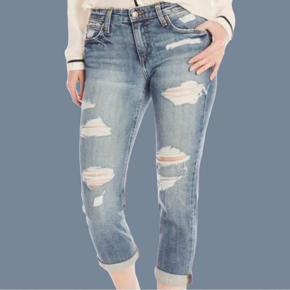 Joe’s Jeans Distressed ‘Boyfriend Slim Crop’ in “Gessa” Size 27